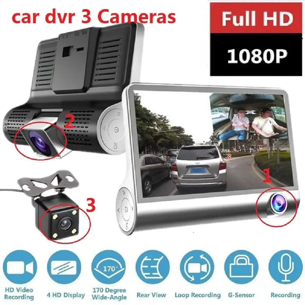 Telecamera da Cruscotto HD da 4" con Sensore G e Obiettivo Grandangolare 170° per Registrazione Anteriore, Posteriore e Interna