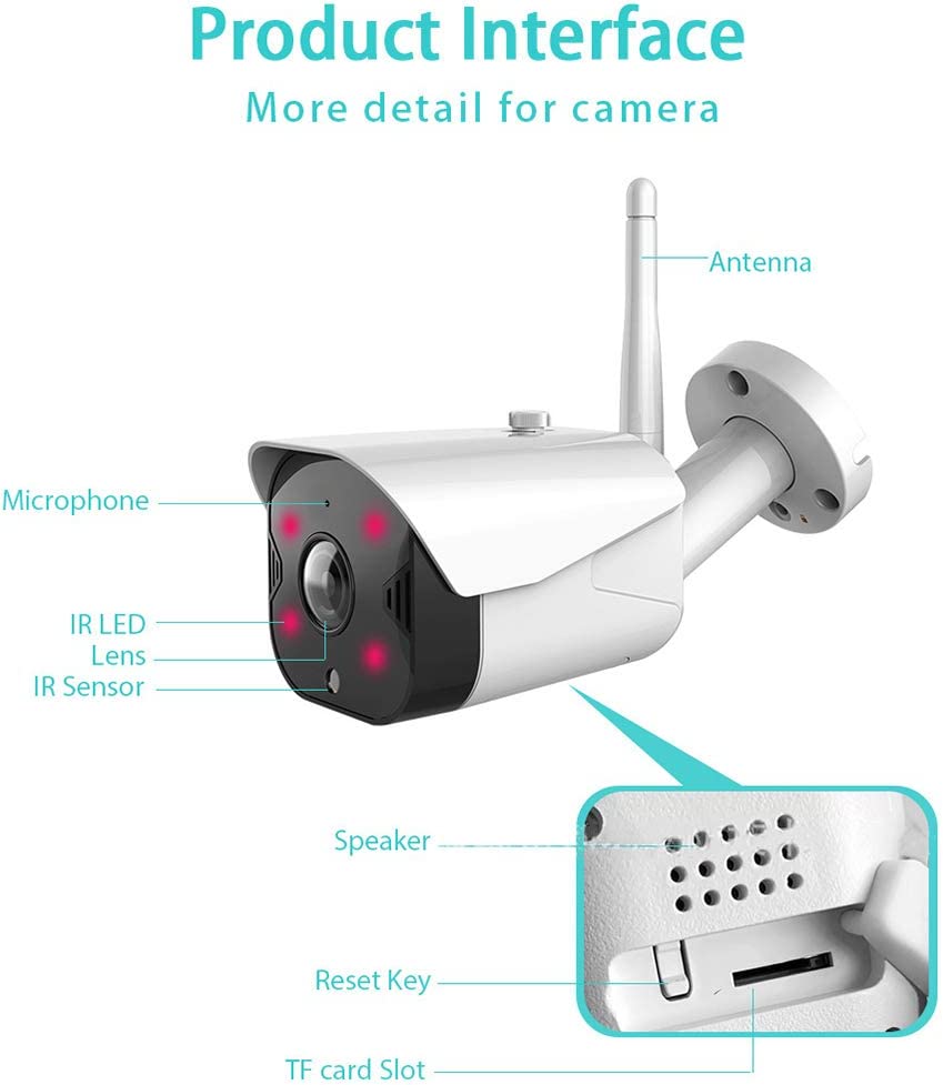 Telecamera di sicurezza WiFi per esterni 1080P Camera Night Vision Audio a due vie Storage allarme di rilevamento del movimento