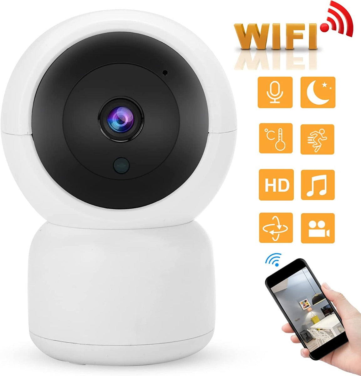 Telecamera wifi fhd 1080p rotazione a 360° e visione notturna