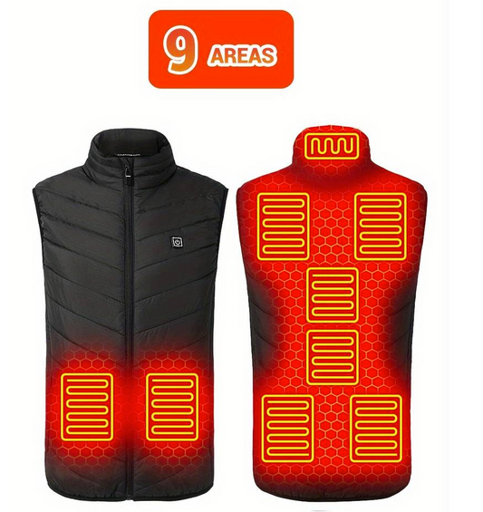 Gilet Riscaldante USB con Pad Riscaldanti Incorporati  Tg XXL Nero - Ideale per Attività Invernali come Caccia, Campeggio, Escursionismo, Sci