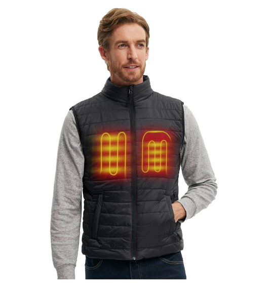 Gilet Riscaldante USB con Pad Riscaldanti Incorporati  Tg XXL Nero - Ideale per Attività Invernali come Caccia, Campeggio, Escursionismo, Sci